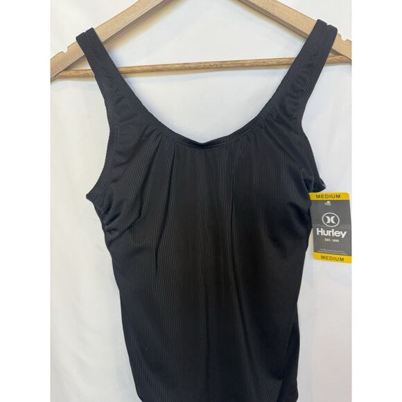 Womens Hurley One Piece Ribbed Swimsuit UPF 50+ Size M Minimalist Modest‎ NWT - Picture 2 of 9